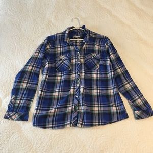 Ladies Classic Blue Plaid Camp Shirt
